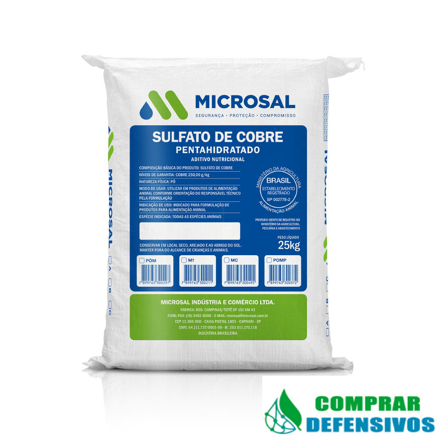 Sulfato De Cobre Microsal 1 Kg Sulfato de cobre microsal 25 kg - Imagem 1